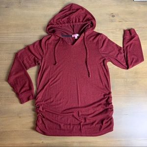 Feathers Maternity Red/burgundy Hooded Sweatshirt